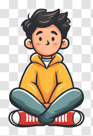 Child Sitting Logo - Boy Sitting Casually Transparent PNG