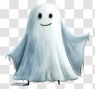 Ghost - Smiling Ghost Cartoon Illustration Transparent PNG