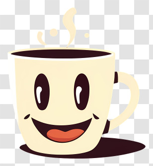 Cartoon Cup - Smiling Coffee Cup Illustration Transparent PNG