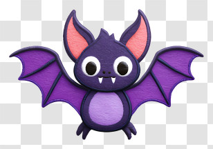 Cute Cartoon Bat - Cute Purple Cartoon Bat Transparent PNG