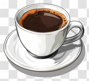 Black Coffee - Coffee Cup Illustration With Saucer Transparent PNG