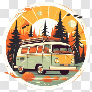 Retro Car - Retro Van In Forest Transparent PNG