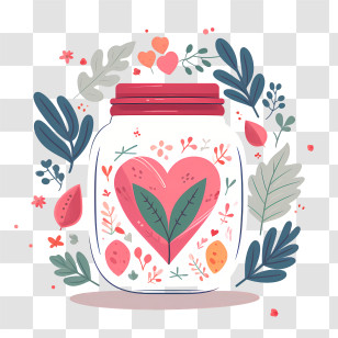 National Mason Jar Day - Decorative Jar With Heart And Floral Design Transparent PNG