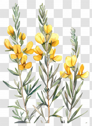 Cytisus Wolgaricus Flower - Yellow Flowers With Stems Transparent PNG