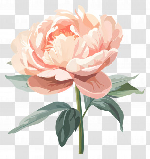 Peony - Pink Flower Illustration Transparent PNG