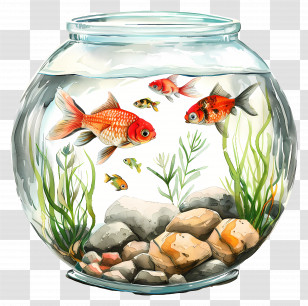 Fishbowl With Goldfish - Fishbowl With Goldfish Illustration Transparent PNG