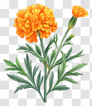 Marigold Flowers - Orange Marigold Flower Representation Transparent PNG
