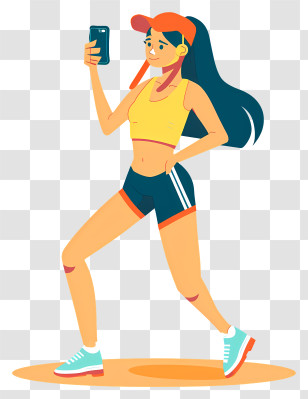 Woman Taking Selfie - Jogging Girl With Phone And Sportswear Transparent PNG