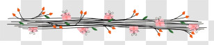 Black Background - Floral Branch With Pink Flowers Transparent PNG