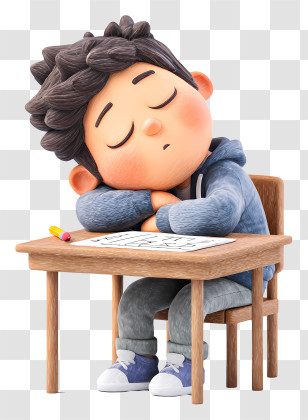 Sleepy Student - Sleepy Student At Desk Transparent PNG