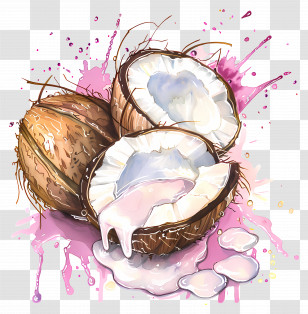 Coconut Oil - Coconut With Milk Splash Transparent PNG