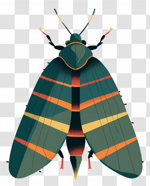 Insect - Illustrated Insect With Colorful Wings Transparent PNG