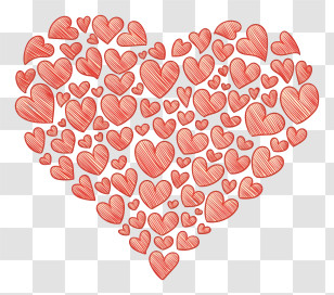 Heart Shaped Art - Collage Of Red Hearts In Artistic Design Transparent PNG