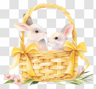Easter Bunny Basket - Bunnies In A Basket Transparent PNG
