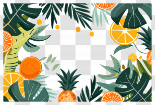 Summer Background - Tropical Fruit And Leaf Border Transparent PNG