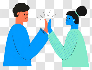 Teamwork - High-Five Couple Minimal Illustration Transparent PNG