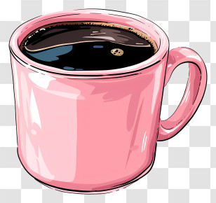 Coffee Cup - Pink Coffee Cup With Hot Beverage Transparent PNG