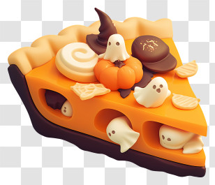 Ghost Pumpkin Pie - Cute Halloween Pumpkin Pie Illustration Transparent PNG