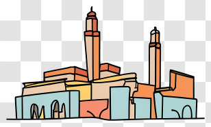 Building Architecture - Colorful Cityscape Illustration Transparent PNG