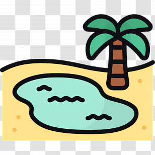 Desert Oasis - Cartoon Beach Island With Palm Tree Transparent PNG