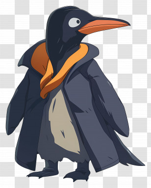 Penguin - Cartoon Penguin In Coat Transparent PNG