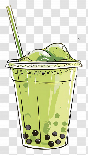 Matcha Bubble Tea - Green Bubble Tea With Boba Illustration Transparent PNG