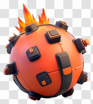 Cartoon Bomb - Explosive Device With Flames Transparent PNG
