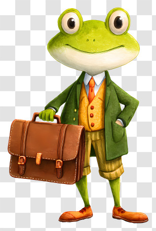 Frog Holding Briefcase - Green Frog With Briefcase Transparent PNG