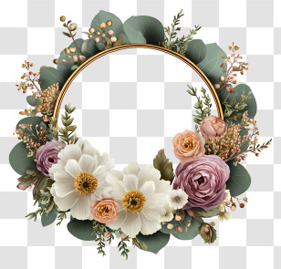 Watercolor Flower Frame - Floral Wreath Transparent PNG