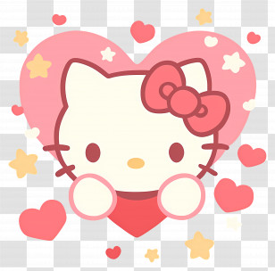 Hello Kitty - Hello Kitty With Heart Background Transparent PNG