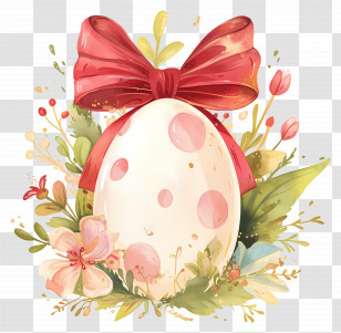 Easter Egg - Decorated Egg With Bow For Easter Transparent PNG