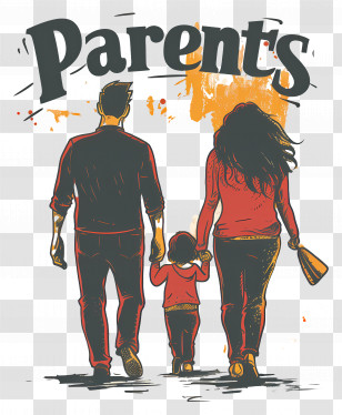 Global Day Of Parents - Family Walk Illustration With Parents And Child Transparent PNG