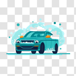 Car Wash - Cartoon Car Wash With Soapy Foamy Details Transparent PNG
