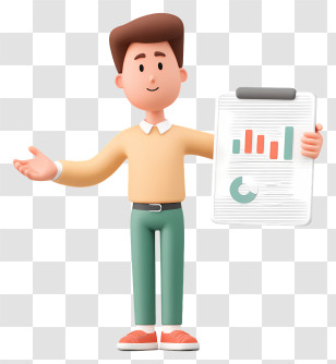 Businessman Giving Presentation - Cartoon Man Presenting Chart Transparent PNG