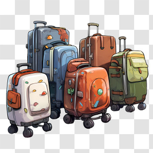 Suitcase - Colorful Set Of Travel Suitcases Transparent PNG