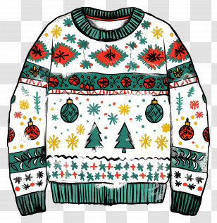 Ugly Christmas Sweater - Festive Christmas Sweater With Holiday Patterns Transparent PNG