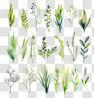 Grass - Watercolor Green Plant Designs Transparent PNG