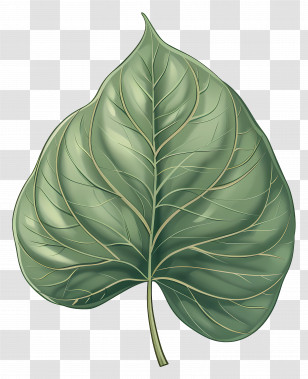 Bodhi Tree Leaf - Ficus Leaf Illustration With Detailed Veins Transparent PNG