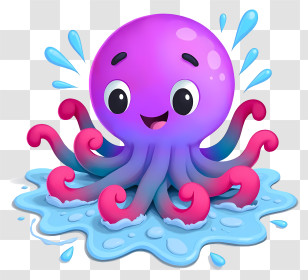 Octopus - Playful Purple Octopus Transparent PNG