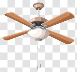 Ceiling Fan - Ceiling Fan With Wooden Blades Transparent PNG