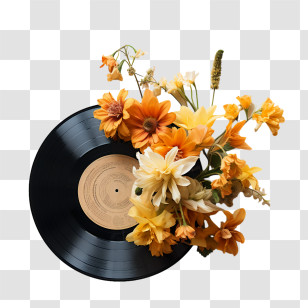 National Vinyl Record Day - Vintage Vinyl Record With Floral Ornament Transparent PNG