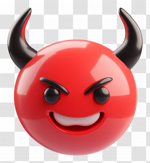 Emoji Devil - Red Devil Emoji With Mischievous Expression Transparent PNG