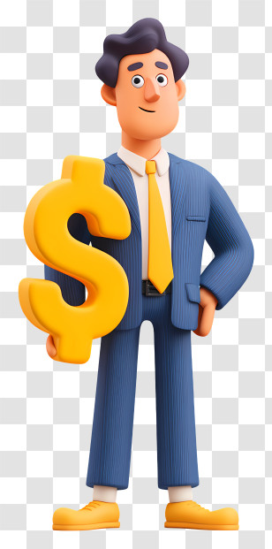 Businessman With Dollar Sign - Cartoon Businessman With Dollar Sign Transparent PNG