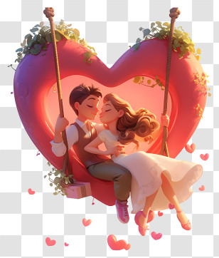 Valentine - Romantic Couple On Heart Swing Transparent PNG