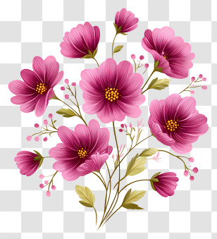 Summer Pink - Bouquet Of Pink Flowers Transparent PNG