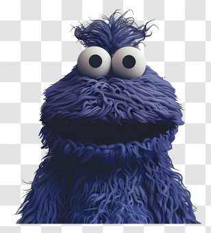 Cookie Monster - Blue Furry Cartoon Character With Big Eyes Transparent PNG
