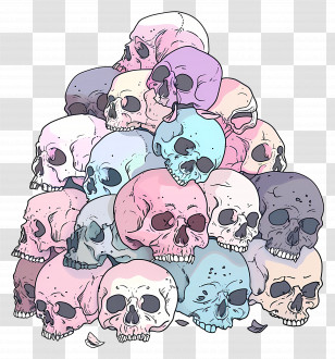 Pile Of Skulls - Stack Of Colorful Artistic Skulls Transparent PNG