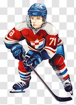 Trendy Retro Style Ice Hockey - Hockey Player In Action Transparent PNG