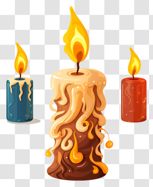 Candles - Colorful Melting Candles With Flames Transparent PNG