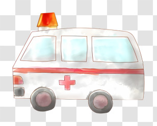 Cartoon - Watercolor Ambulance Illustration Transparent PNG